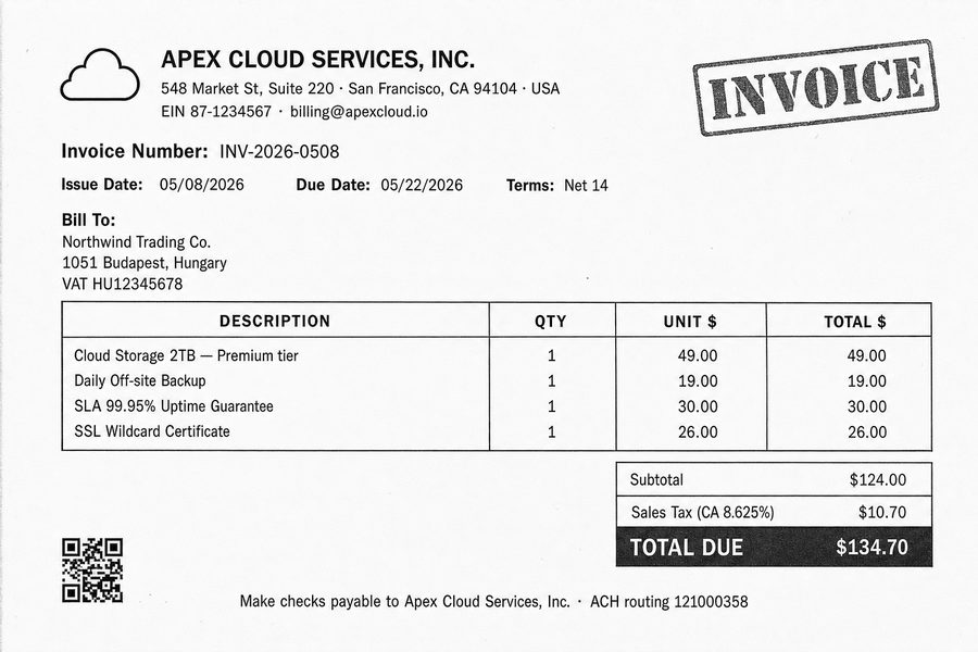 Scanned invoice